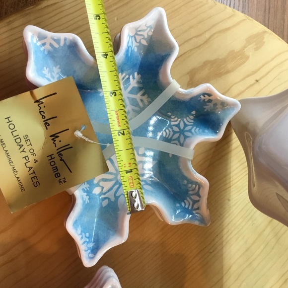 Nicole Miller Snowflake Christmas Melamine Platter 19” with 8 Side Dishes 7” NWT - Picture 7 of 10